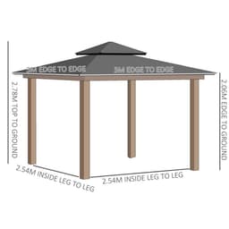 image-3 x 3 (m) Polycarbonate Gazebo, Hard Top Gazebo with Nettings & Curtains