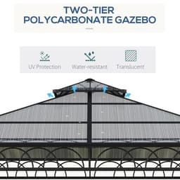 image-3 x 3 (m) Polycarbonate Gazebo, Hard Top Gazebo with Nettings & Curtains
