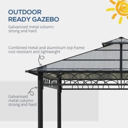 image-3 x 3 (m) Polycarbonate Gazebo, Hard Top Gazebo with Nettings & Curtains