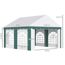 image-4 x 4m Marquee Gazebo, Party Tent with Double Doors for Wedding and Events