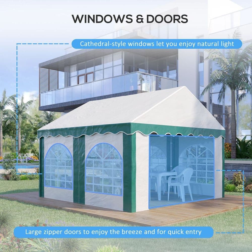 image-4 x 4m Marquee Gazebo, Party Tent with Double Doors for Wedding and Events