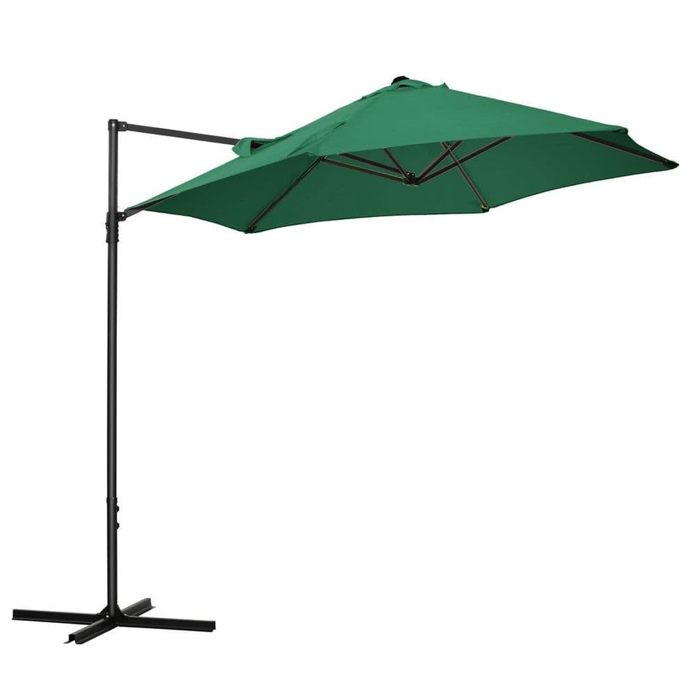 image-2.5M Garden Cantilever Parasol with 360 Rotation and Cross Base, Green