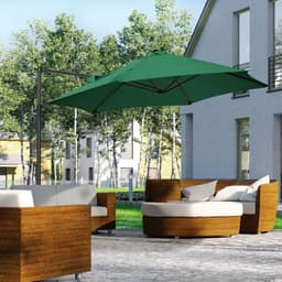 image-2.5M Garden Cantilever Parasol with 360 Rotation and Cross Base, Green