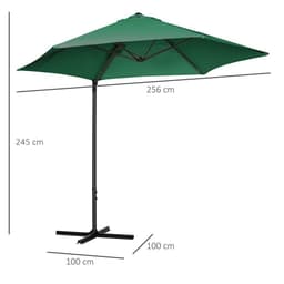 image-2.5M Garden Cantilever Parasol with 360 Rotation and Cross Base, Green