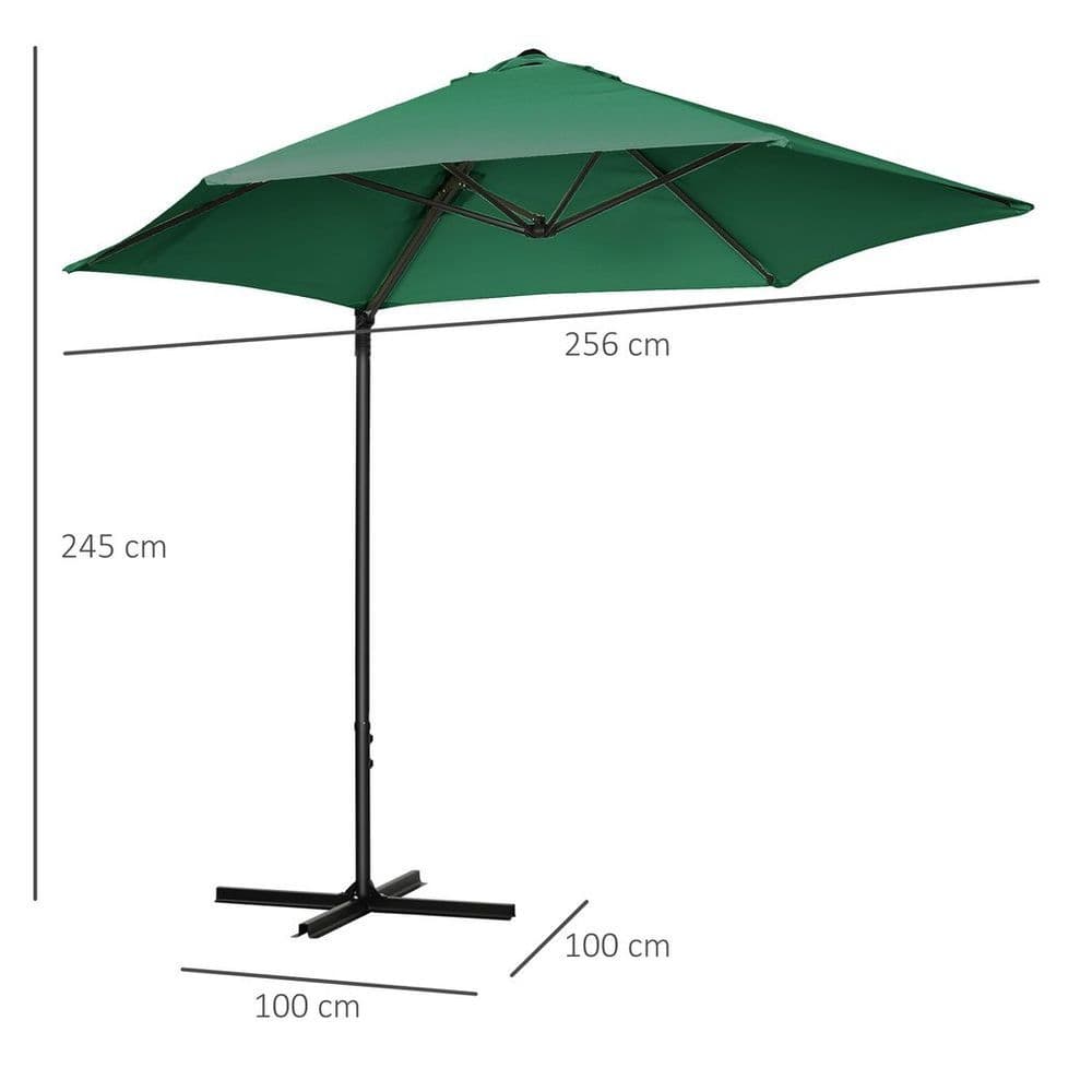 image-2.5M Garden Cantilever Parasol with 360 Rotation and Cross Base, Green