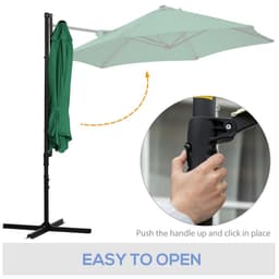 image-2.5M Garden Cantilever Parasol with 360 Rotation and Cross Base, Green