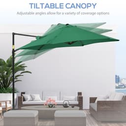 image-2.5M Garden Cantilever Parasol with 360 Rotation and Cross Base, Green
