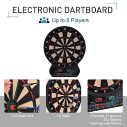 image-Electronic Dartboard LED Digital Score 27 Games with 12 Soft Darts Ready-to-Play