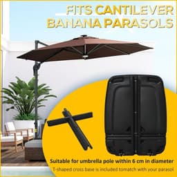 image-7kg Umbrella Stand Weights W/ Wheels Water and Sand, Up to 75kg, Black