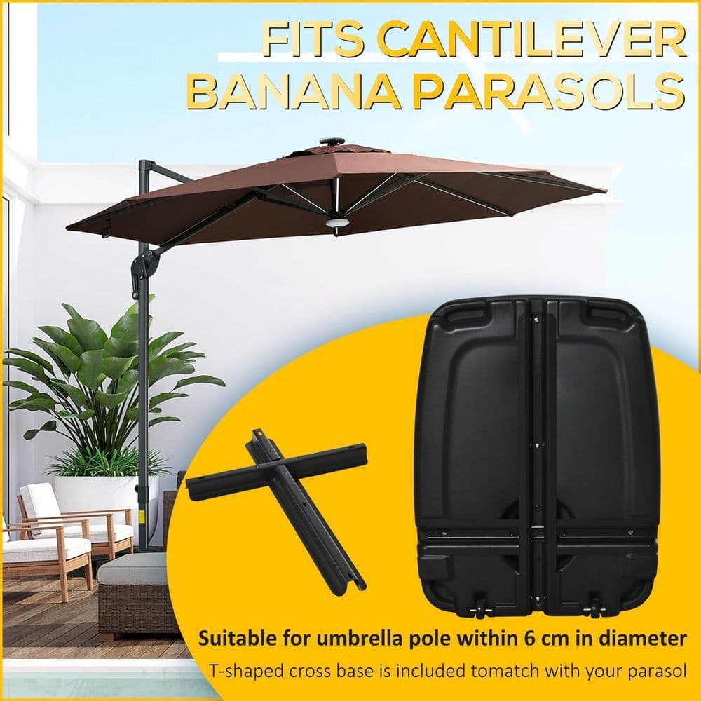 image-7kg Umbrella Stand Weights W/ Wheels Water and Sand, Up to 75kg, Black