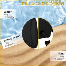 image-7kg Umbrella Stand Weights W/ Wheels Water and Sand, Up to 75kg, Black