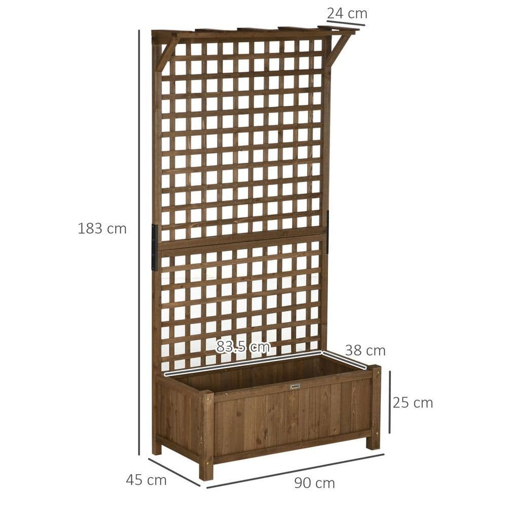 image-Wooden Trellis Planter with Drain Holes, Privacy Screen Raised Beds for Garden