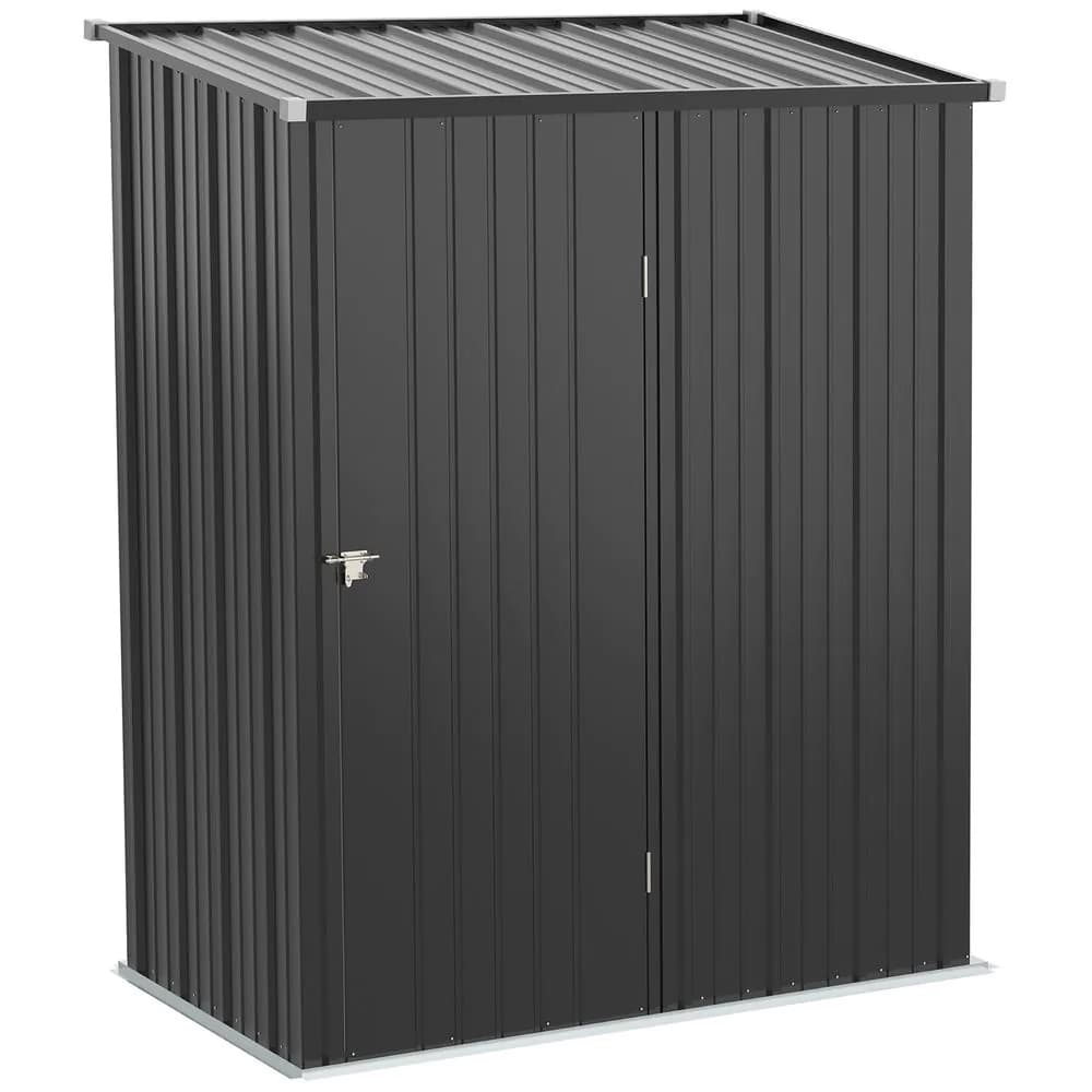 image-Outdoor Storage Shed Steel Garden Shed w/ Lockable Door for Backyard Patio Lawn