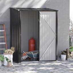 image-Outdoor Storage Shed Steel Garden Shed w/ Lockable Door for Backyard Patio Lawn