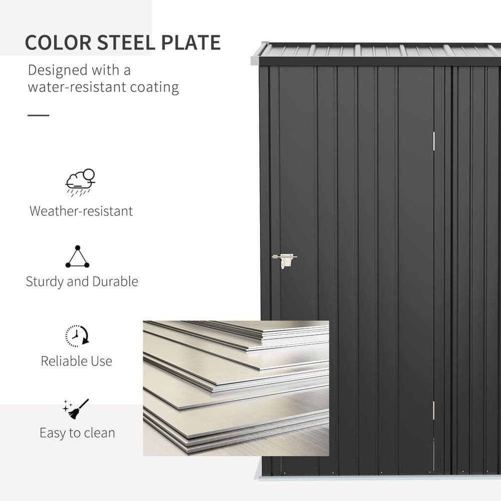 image-Outdoor Storage Shed Steel Garden Shed w/ Lockable Door for Backyard Patio Lawn