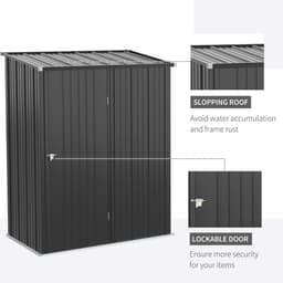 image-Outdoor Storage Shed Steel Garden Shed w/ Lockable Door for Backyard Patio Lawn