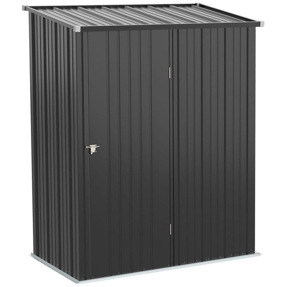 image-Outdoor Storage Shed Steel Garden Shed w/ Lockable Door for Backyard Patio Lawn
