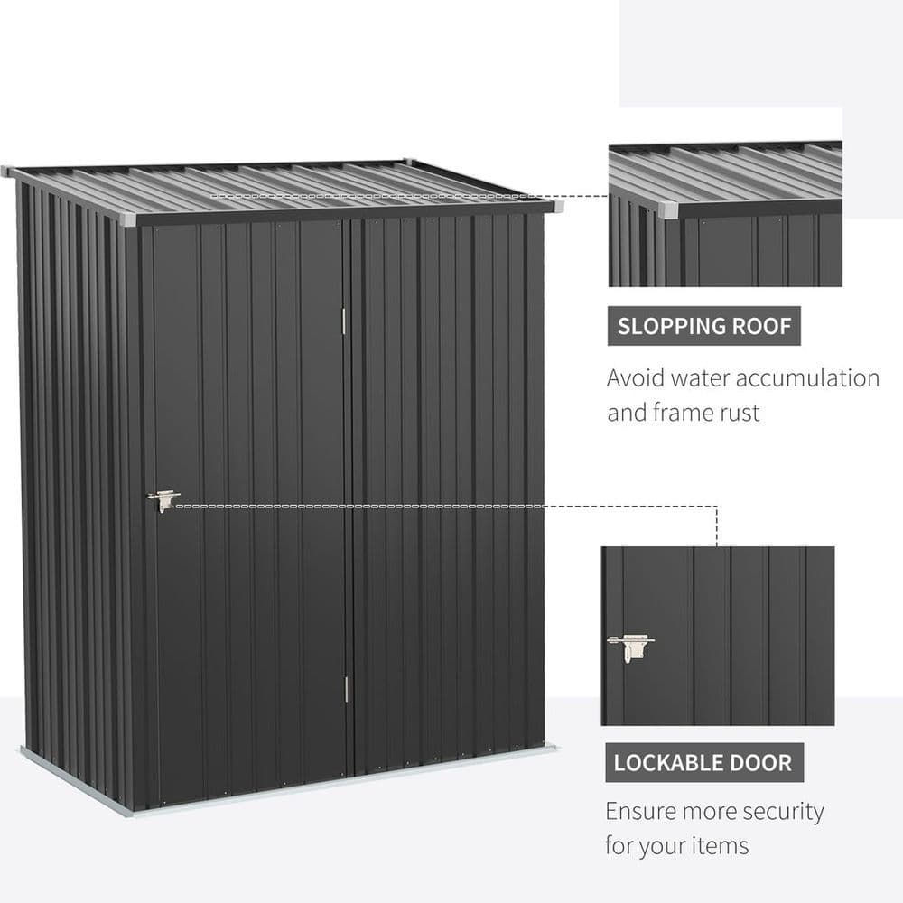 image-Outdoor Storage Shed Steel Garden Shed w/ Lockable Door for Backyard Patio Lawn