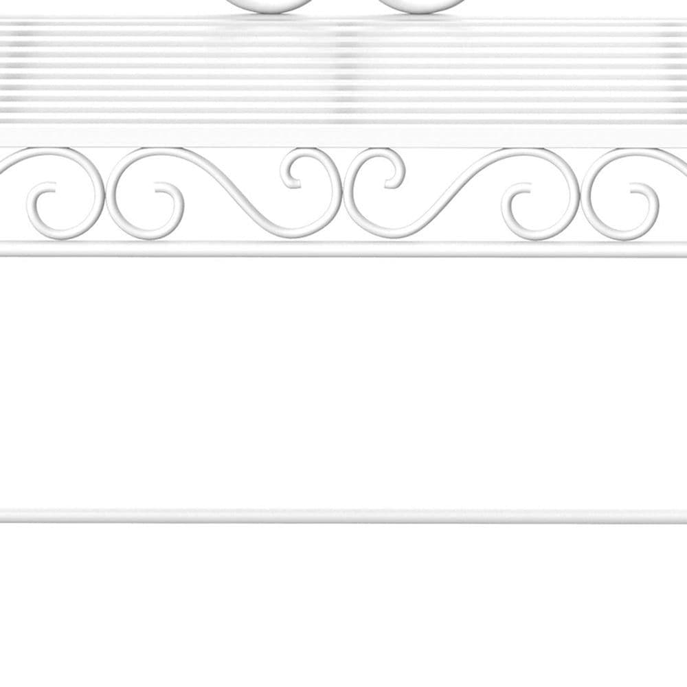 image-2 Seater Metal Bench Park Seating Outdoor Furniture Chair w/ Backrest White