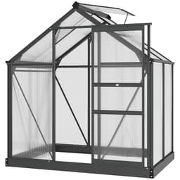 image-Polycarbonate Walk-In Garden Greenhouse Aluminium Frame w/ Slide Door 6 x 4ft