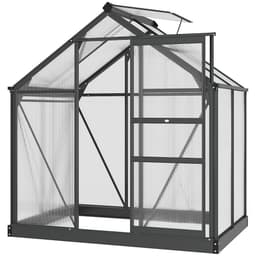 image-Polycarbonate Walk-In Garden Greenhouse Aluminium Frame w/ Slide Door 6 x 4ft