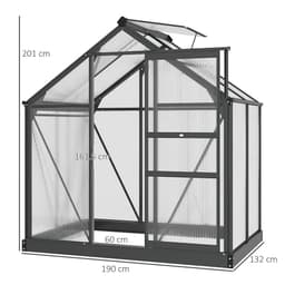 image-Polycarbonate Walk-In Garden Greenhouse Aluminium Frame w/ Slide Door 6 x 4ft