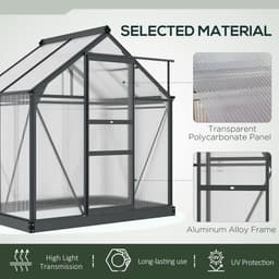 image-Polycarbonate Walk-In Garden Greenhouse Aluminium Frame w/ Slide Door 6 x 4ft