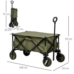 image-Folding Garden Trolley Collapsible Camping Trolley Steel with Folding Board