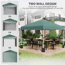 image-3 x 3 (M) Pop Up Gazebo Event Shelter with 2 Sidewalls, Weight Bags, Green