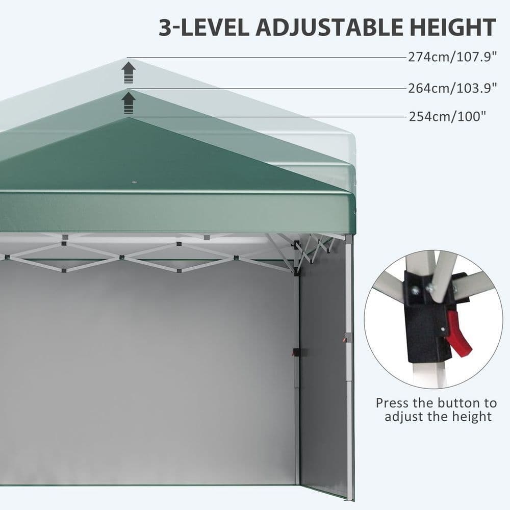 image-3 x 3 (M) Pop Up Gazebo Event Shelter with 2 Sidewalls, Weight Bags, Green