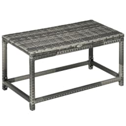 image-Outdoor Coffee Table w/ Plastic Board Under the Full Woven Table Top, Grey