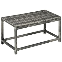image-Outdoor Coffee Table w/ Plastic Board Under the Full Woven Table Top, Grey