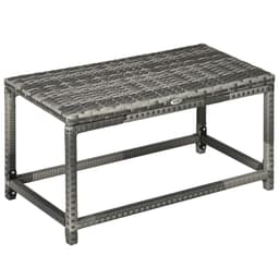 image-Outdoor Coffee Table w/ Plastic Board Under the Full Woven Table Top, Grey