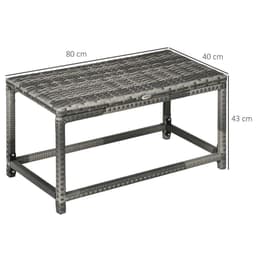 image-Outdoor Coffee Table w/ Plastic Board Under the Full Woven Table Top, Grey