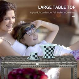 image-Outdoor Coffee Table w/ Plastic Board Under the Full Woven Table Top, Grey