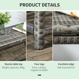 image-Outdoor Coffee Table w/ Plastic Board Under the Full Woven Table Top, Grey