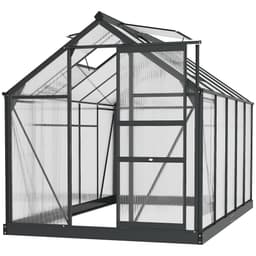 image-Polycarbonate Walk-In Garden Greenhouse Aluminium Frame w/ Slide Door 6 x 10ft