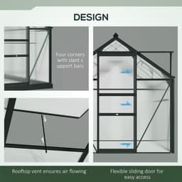 image-Polycarbonate Walk-In Garden Greenhouse Aluminium Frame w/ Slide Door 6 x 10ft