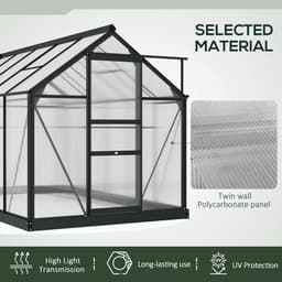 image-Polycarbonate Walk-In Garden Greenhouse Aluminium Frame w/ Slide Door 6 x 10ft