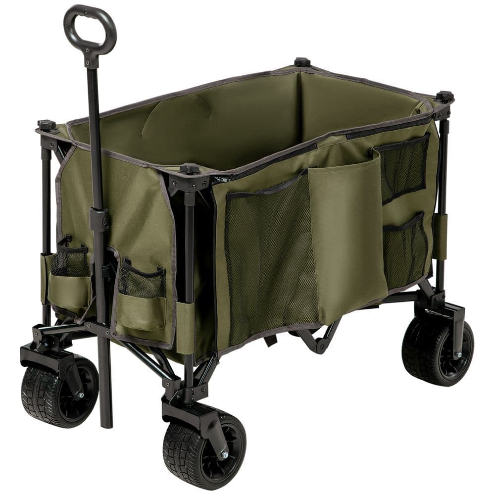 image-Folding Garden Trolley Collapsible Camping Trolley Steel Frame Oxford Fabric