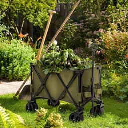 image-Folding Garden Trolley Collapsible Camping Trolley Steel Frame Oxford Fabric
