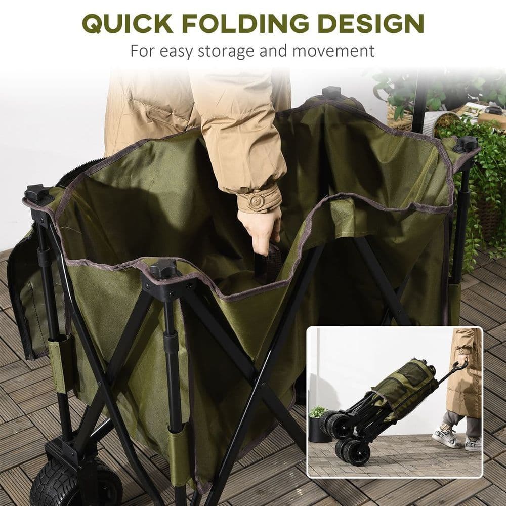image-Folding Garden Trolley Collapsible Camping Trolley Steel Frame Oxford Fabric