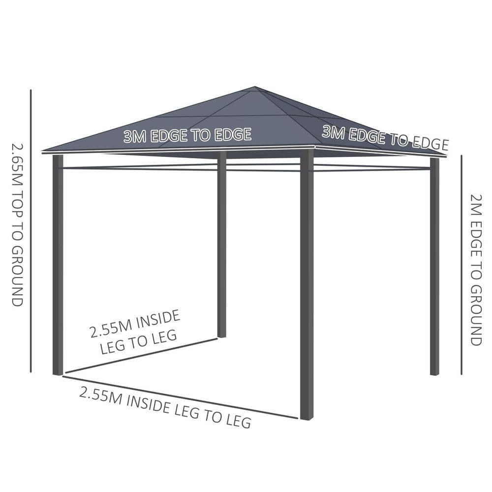 image-3 x 3(m) Hardtop Gazebo for Garden Party with Polycarbonate and Roof Curtains