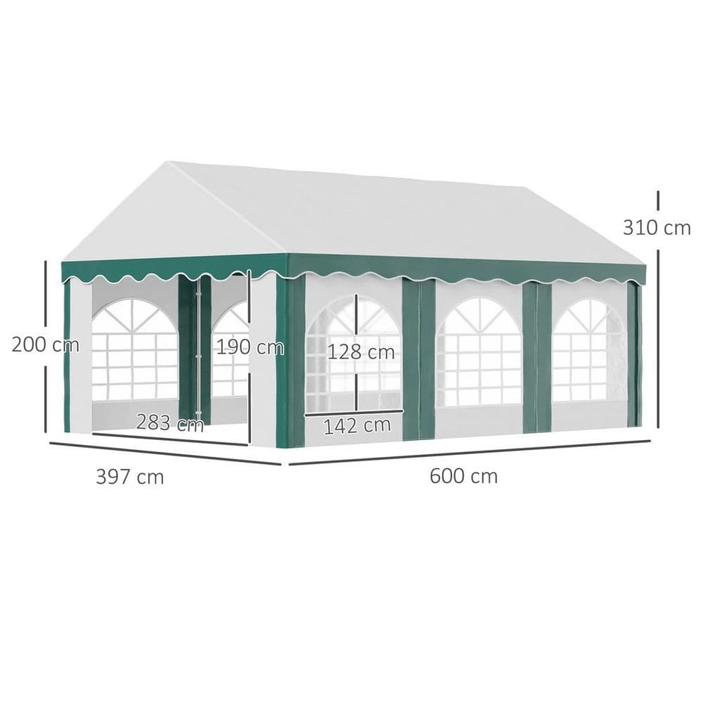 image-6 x 4m Marquee Gazebo, Party Tent with Double Doors for Wedding and Events