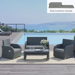 image-3 Piece Outdoor Cushion Pad Set for Garden Furniture Cushions, Dark Grey