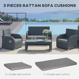 image-3 Piece Outdoor Cushion Pad Set for Garden Furniture Cushions, Dark Grey