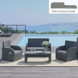 image-3 Piece Outdoor Cushion Pad Set for Garden Furniture Cushions, Dark Grey