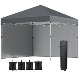image-3 x 3 (M) Pop Up Gazebo Event Shelter with 2 Sidewalls, Weight Bags, Dark Grey