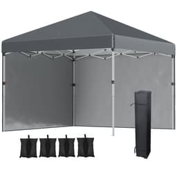 image-3 x 3 (M) Pop Up Gazebo Event Shelter with 2 Sidewalls, Weight Bags, Dark Grey