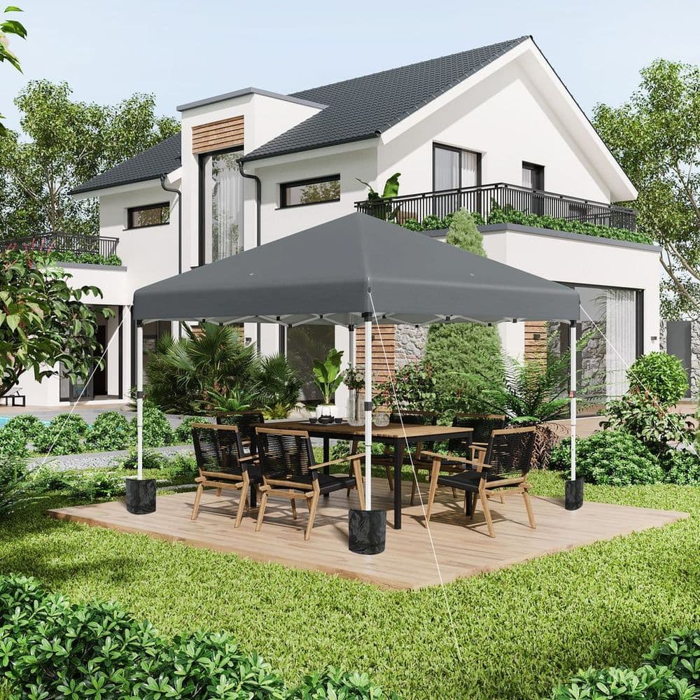 image-3 x 3 (M) Pop Up Gazebo Event Shelter with 2 Sidewalls, Weight Bags, Dark Grey
